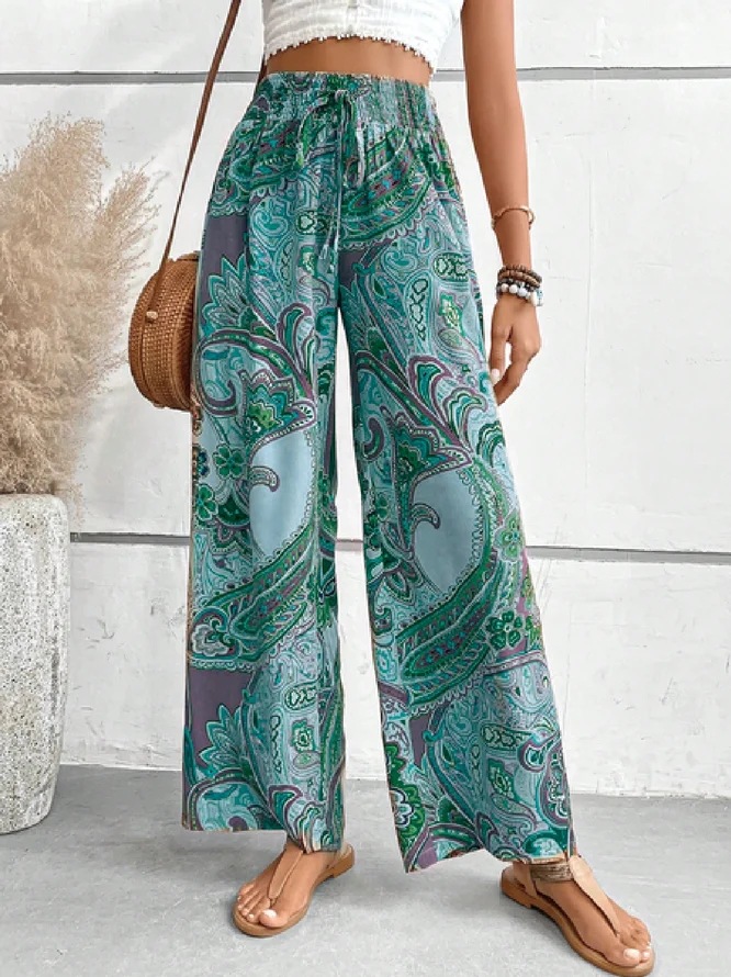 Women's Digital Print Bohemian Elastic Waist Loose Casual Pants