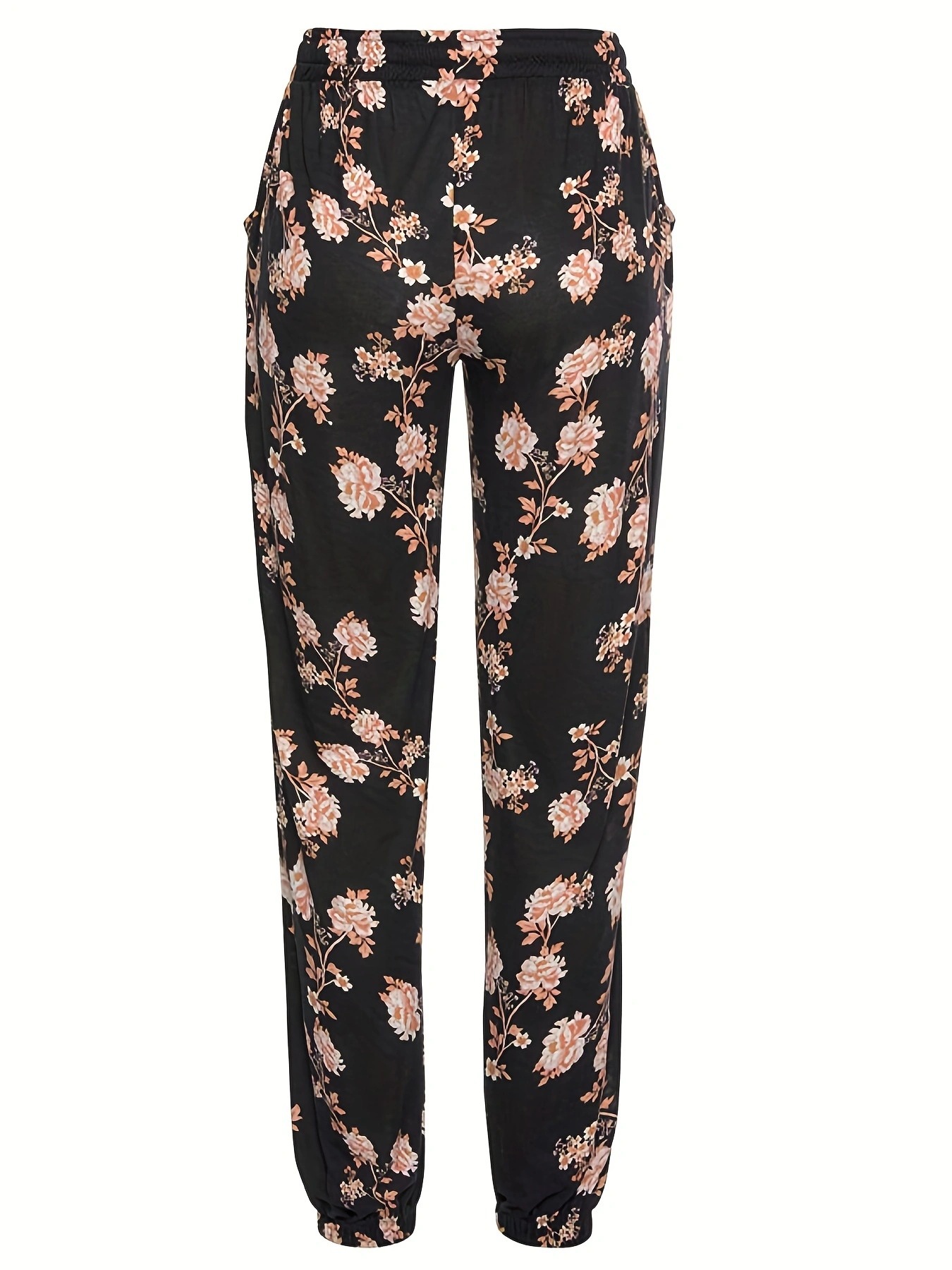 Women's High-Waist Printed Wide-Leg Pants with Cuffed Hem
