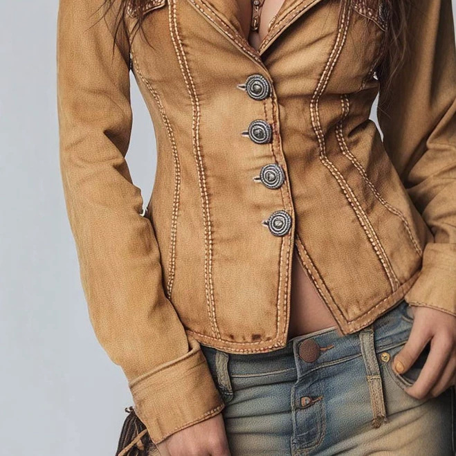 Slim-Fit Vintage Washed Khaki Jacket