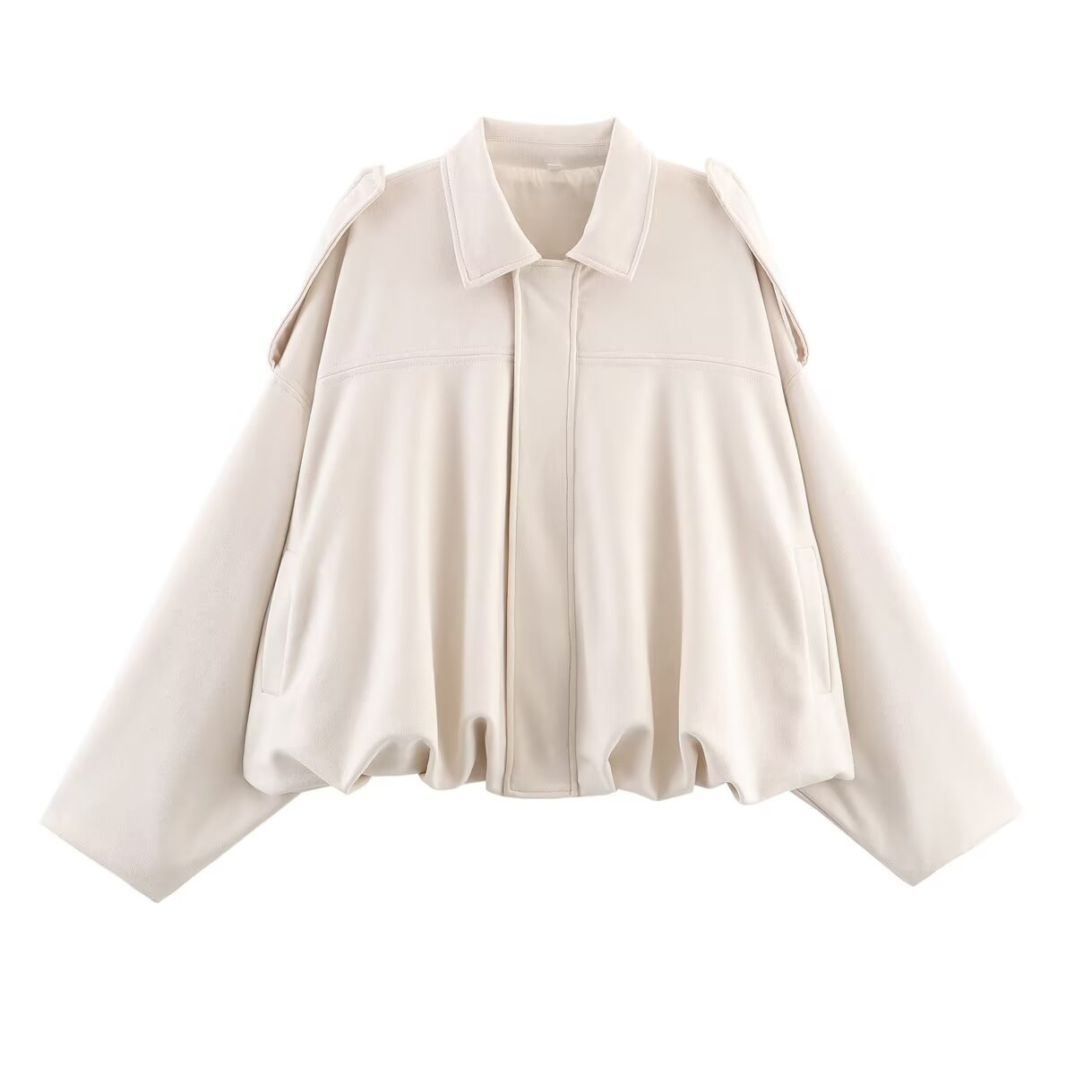 Suede-Feel Bomber Jacket with Pockets