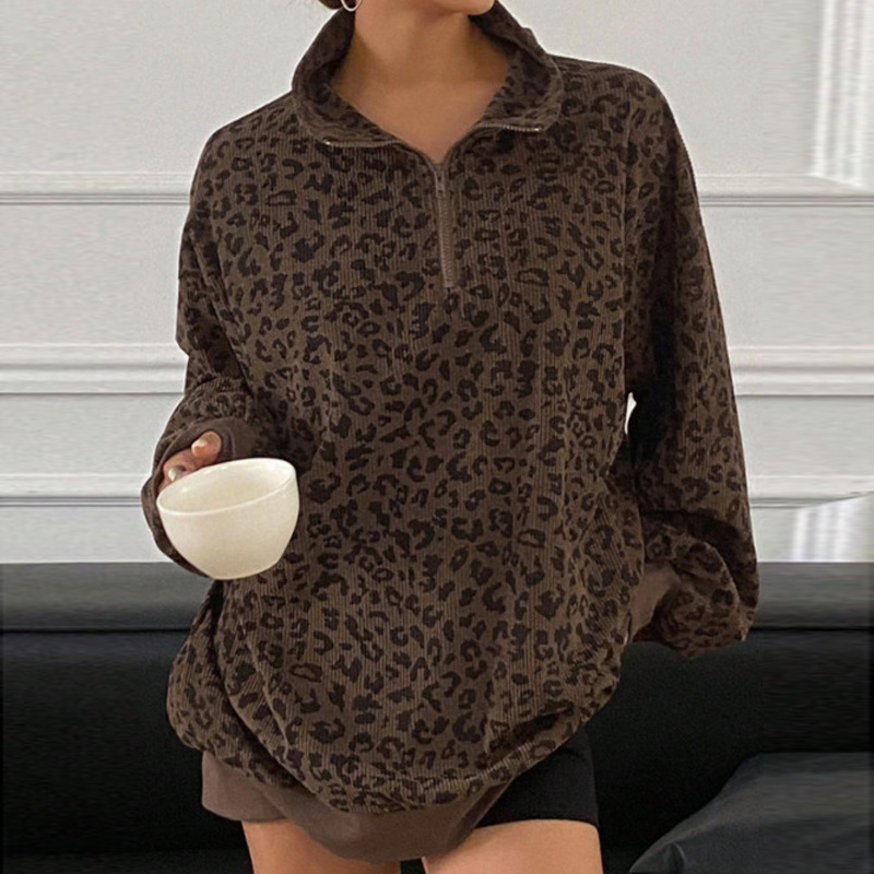 Women's Printed Loose Collared Sweatshirt