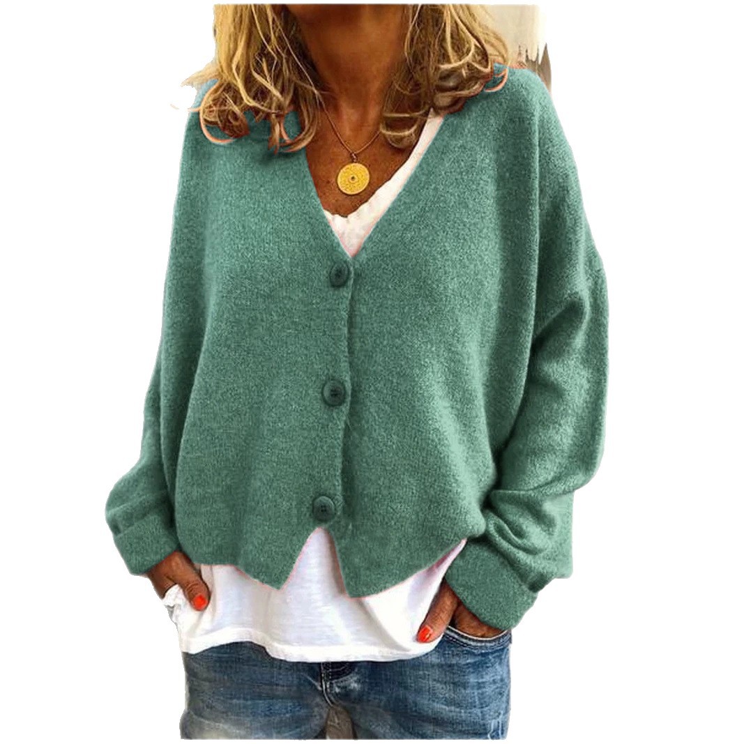 Women's Casual Loose Knit Cardigan Sweater V-Neck Batwing Sleeve