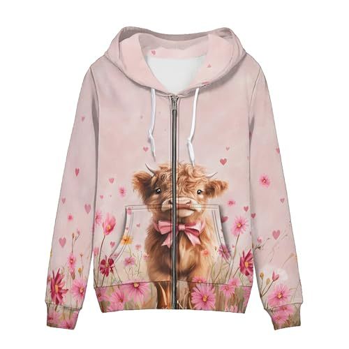 Women's Animal & Floral Print Hoodie Long Sleeve Crewneck