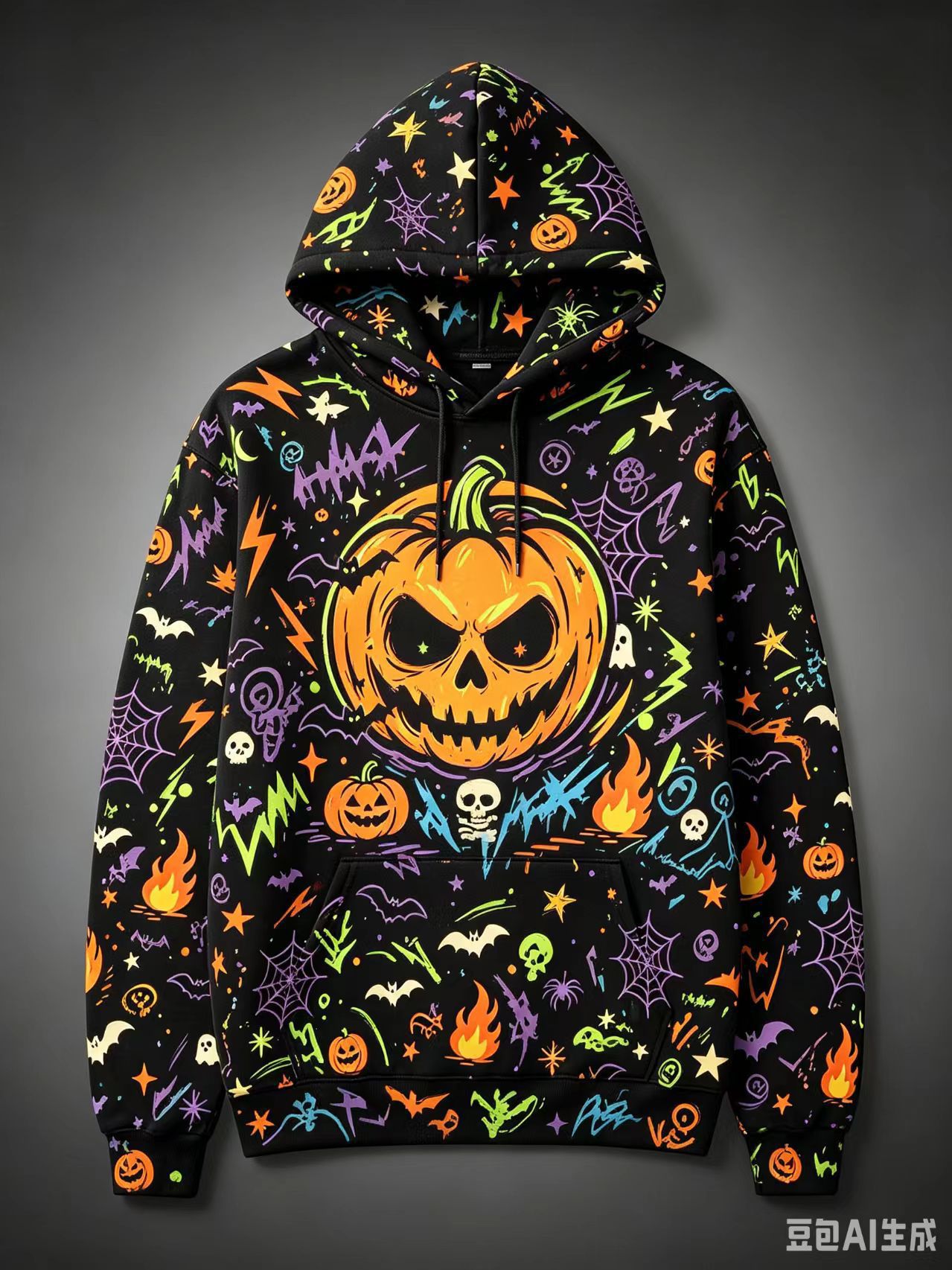 Women's Halloween Print Hoodie Cat Ghost Pullover
