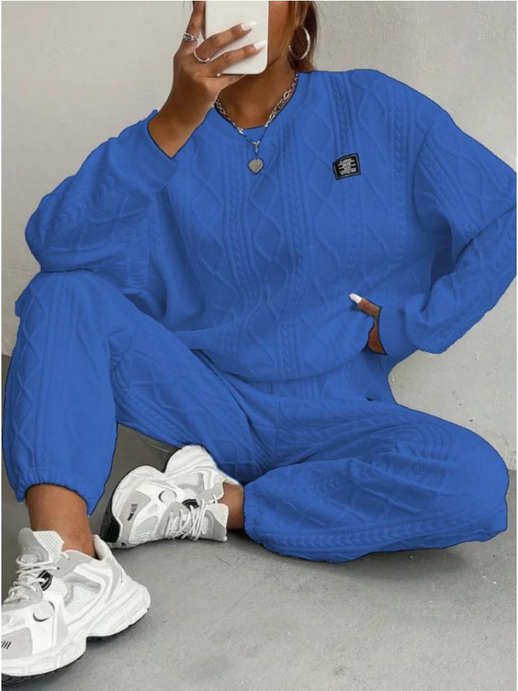 Women's Jacquard Long Sleeve Crewneck Sweatshirt and Pants Set