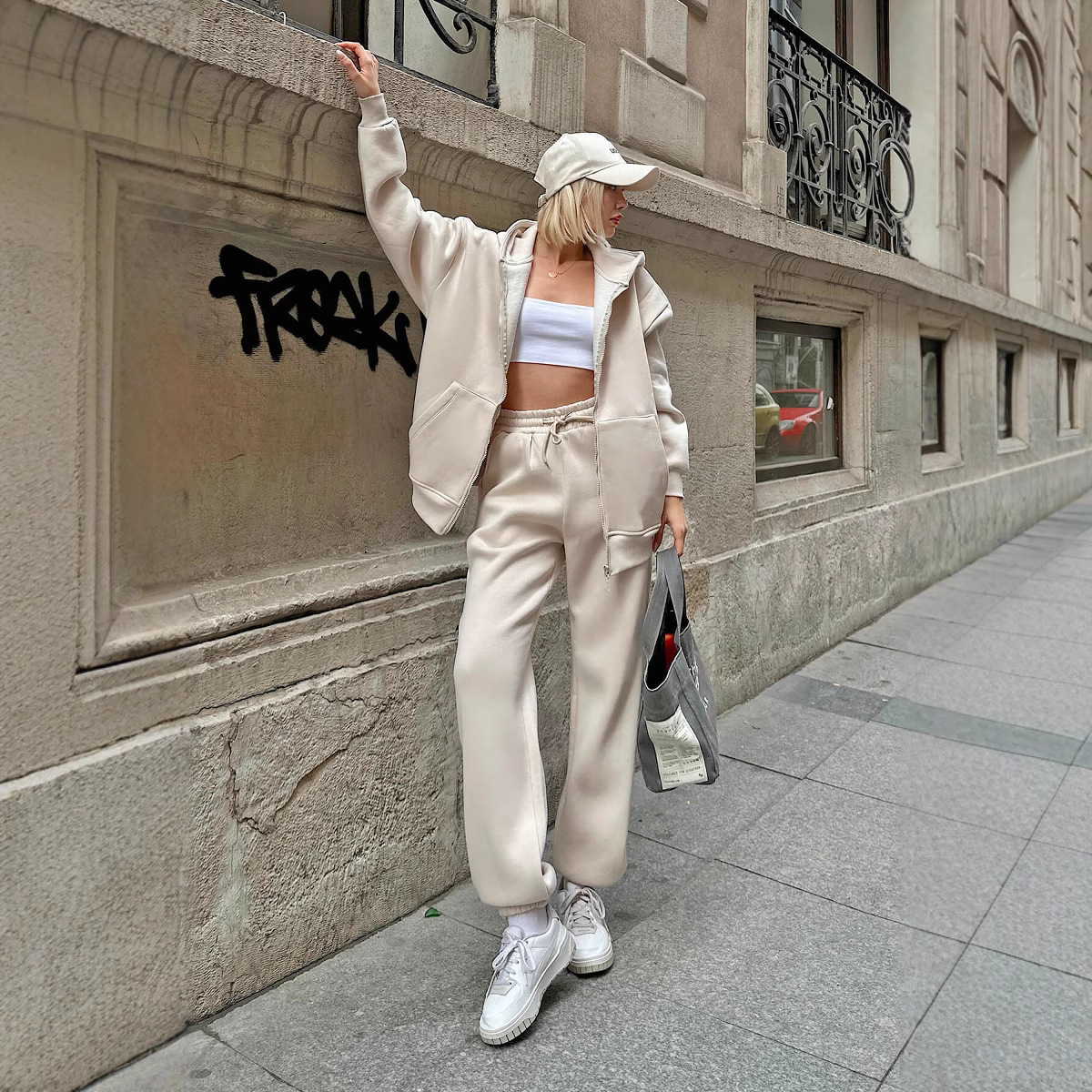 Women's Hooded Long Sleeve Cardigan Jogger Two-Piece Tracksuit Set