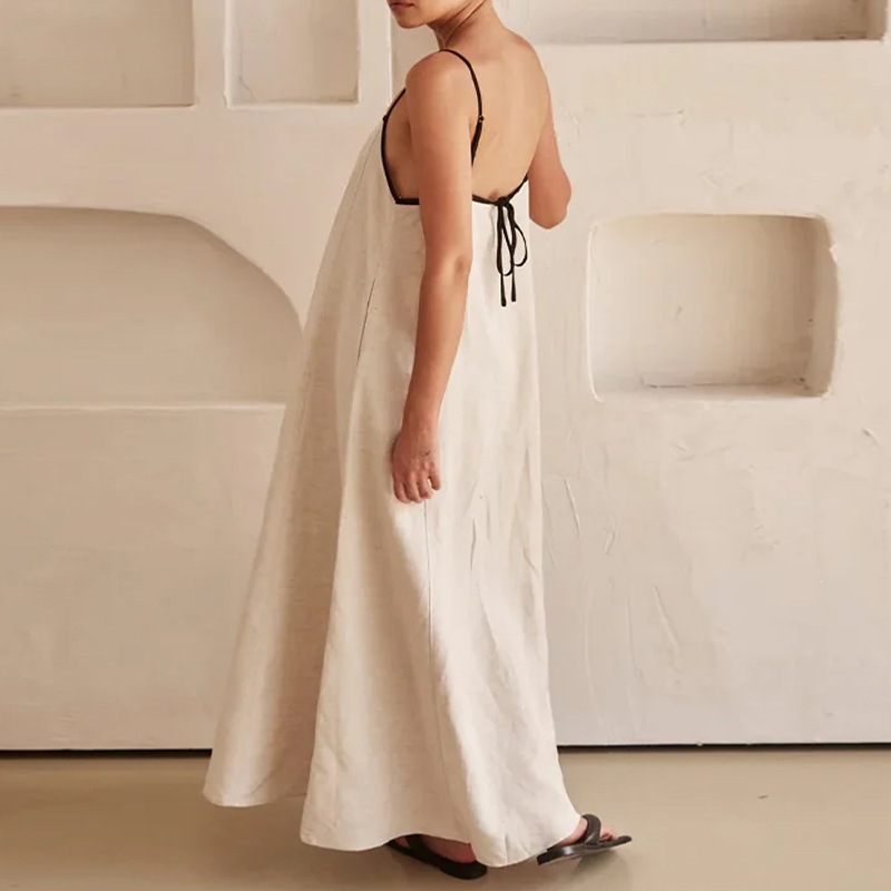 Women's Solid Color Sleeveless Cami Maxi Dress