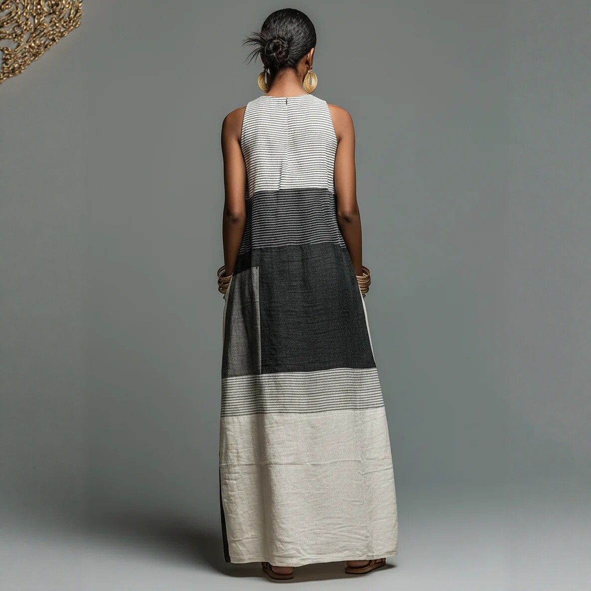 Women's Color-Block Sleeveless Long Dress