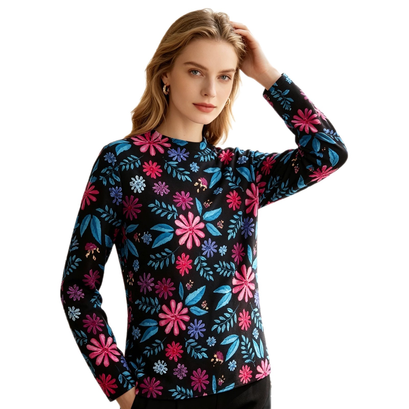 3D Christmas Print Crewneck Knit Sweater