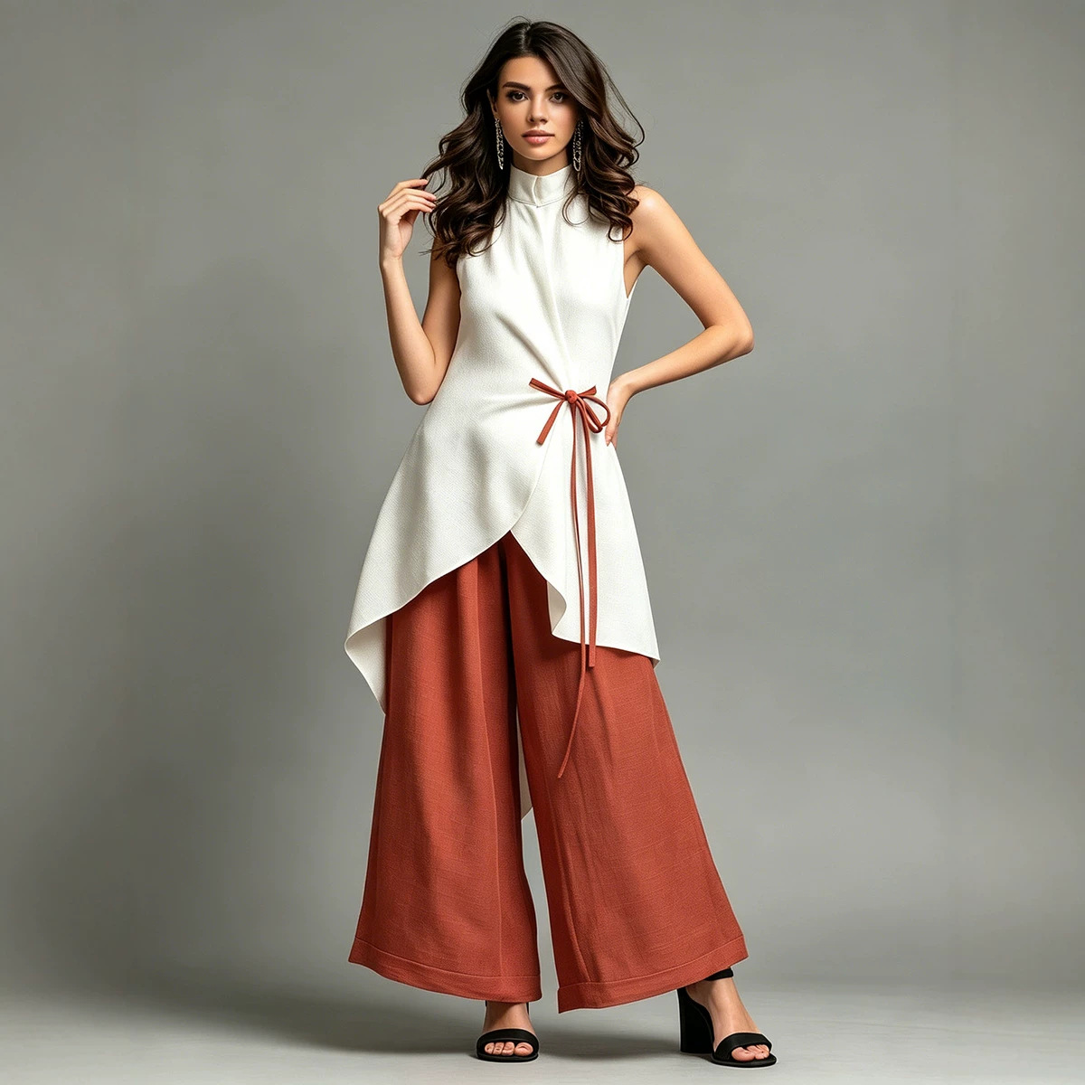 Women's Sleeveless Top and Wide-Leg Pants Set
