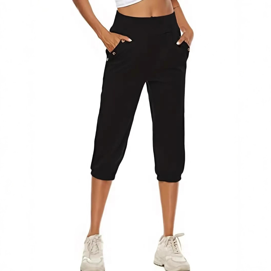 High-Waist Stretch Button Skinny Pants for Women