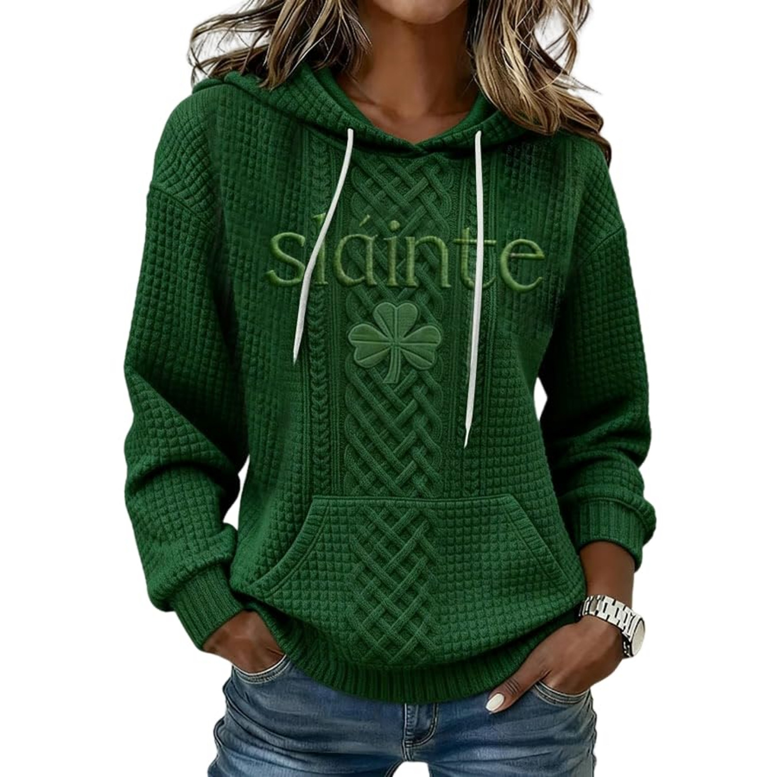 Women's Clover Cross Letter Print Hoodie