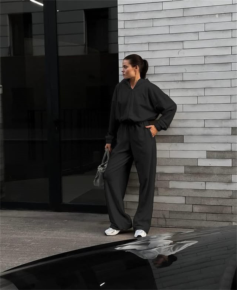 Women's Casual Open-Front Cardigan & Wide-Leg Pants Two-Piece Set