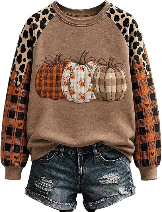 Evil Pumpkin Smiley Face Print Crewneck Long Sleeve Pullover Sweatshirt