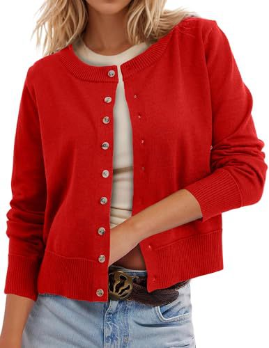 Women's Polka Dot Print Button Cardigan Sweater