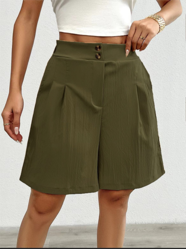 Women's High-Waist Solid Color Shorts