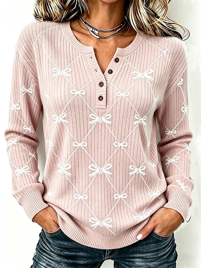 Women's Snowman Carrot Snowflake Smiley Print Button Sweatshirt