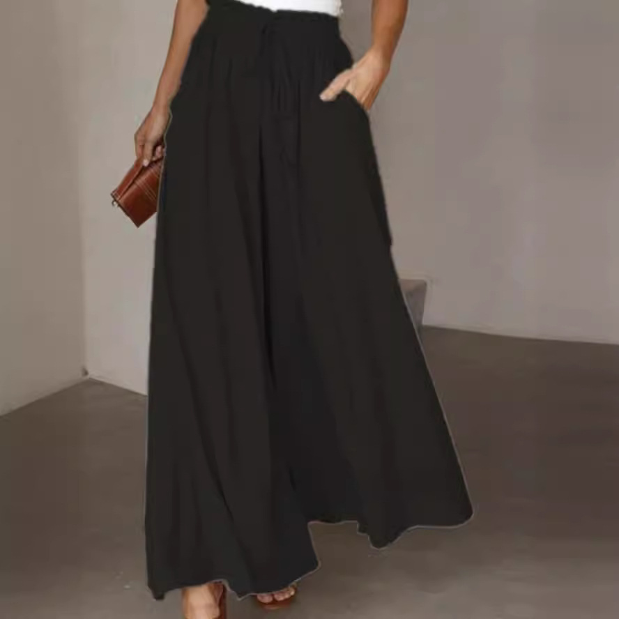 Women's Wide-Leg High-Waist Elastic Waist Pants