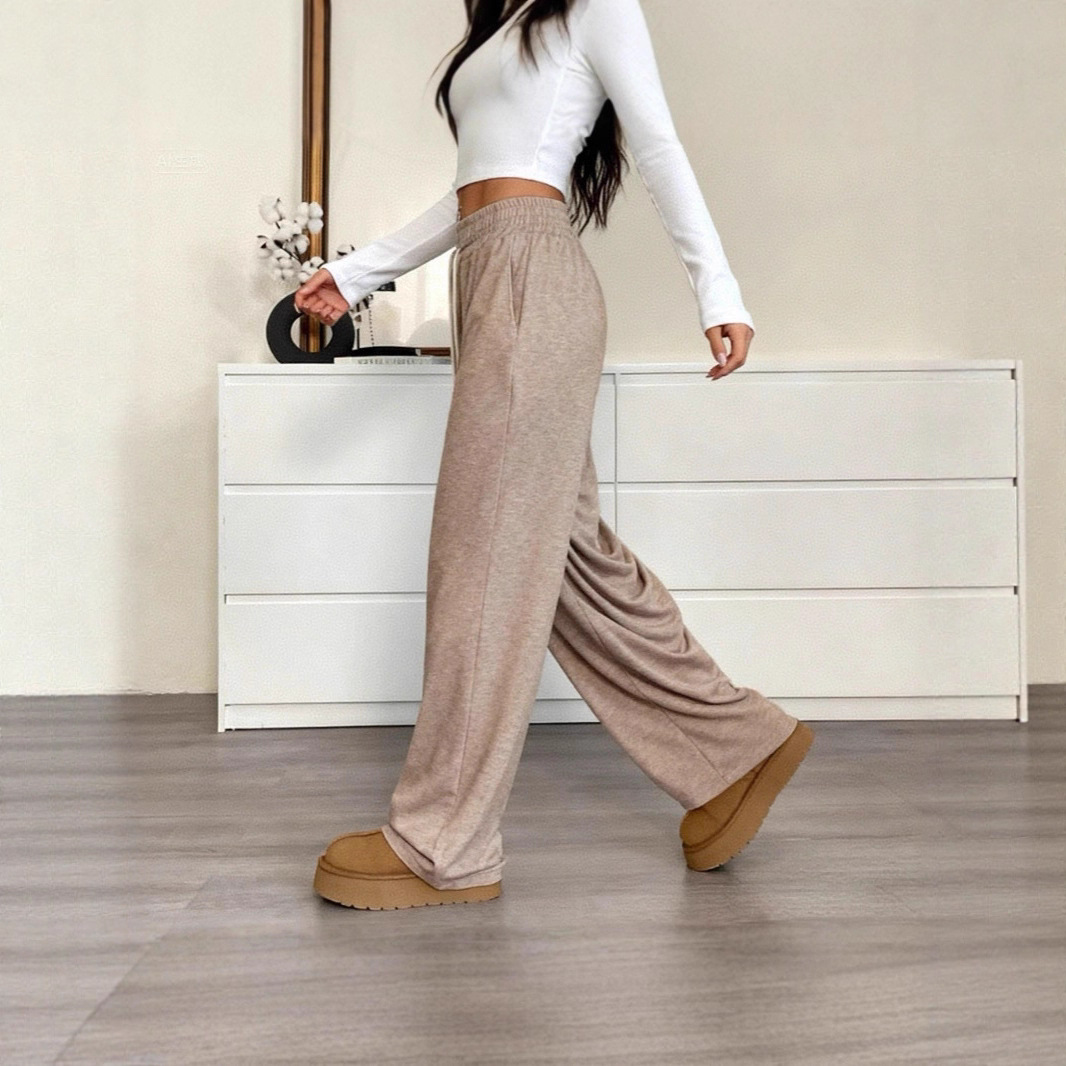 High-Waist Wide-Leg Pants with Pockets and Tie Belt
