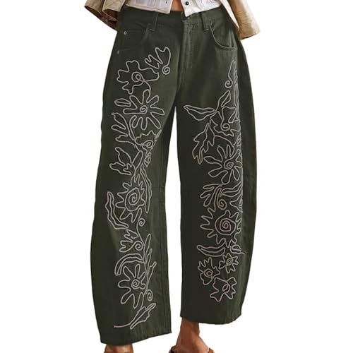 Women's Camo Floral Print Casual Straight-Leg Pants