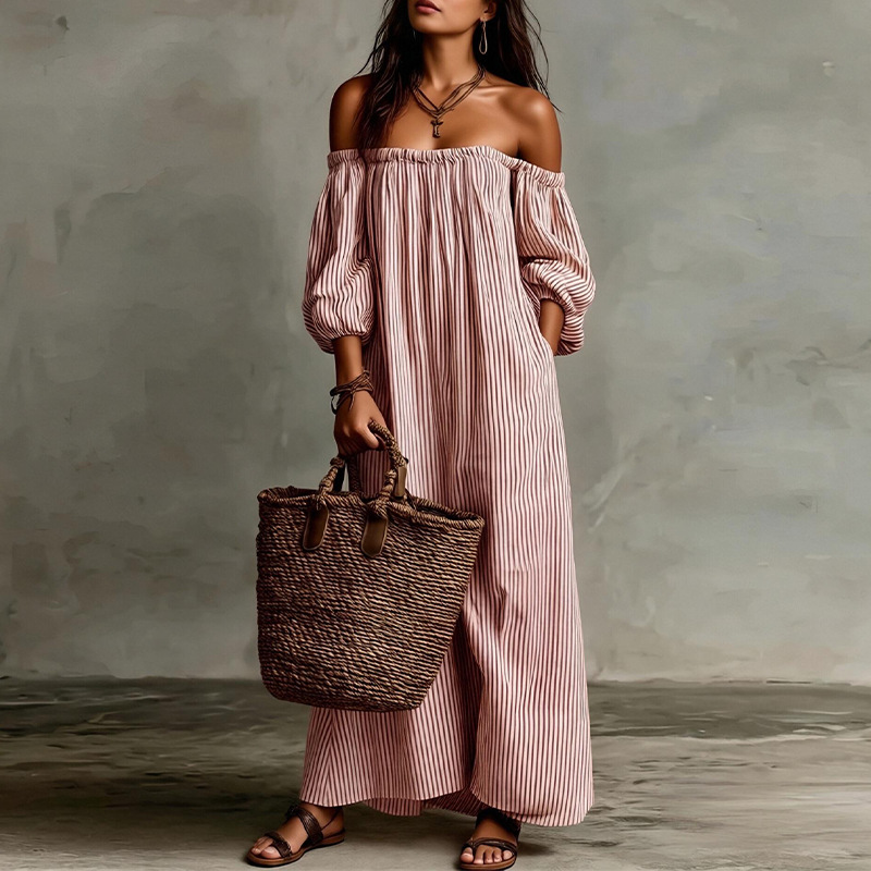 Striped Off-Shoulder French Dress