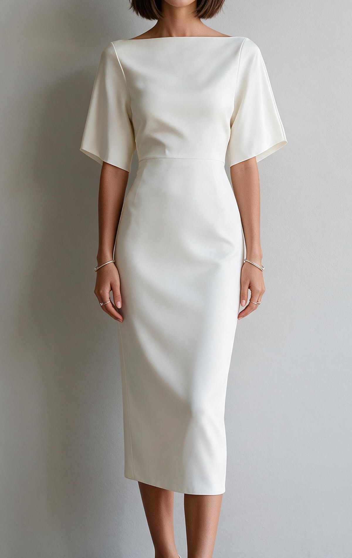 Elegant Waist-Cinching Slimming Midi Dress for Women