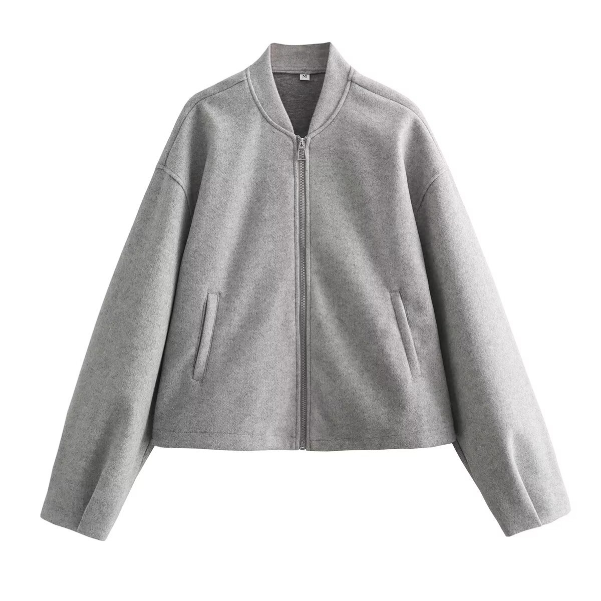 Soft Snap Button Crewneck Casual Jacket