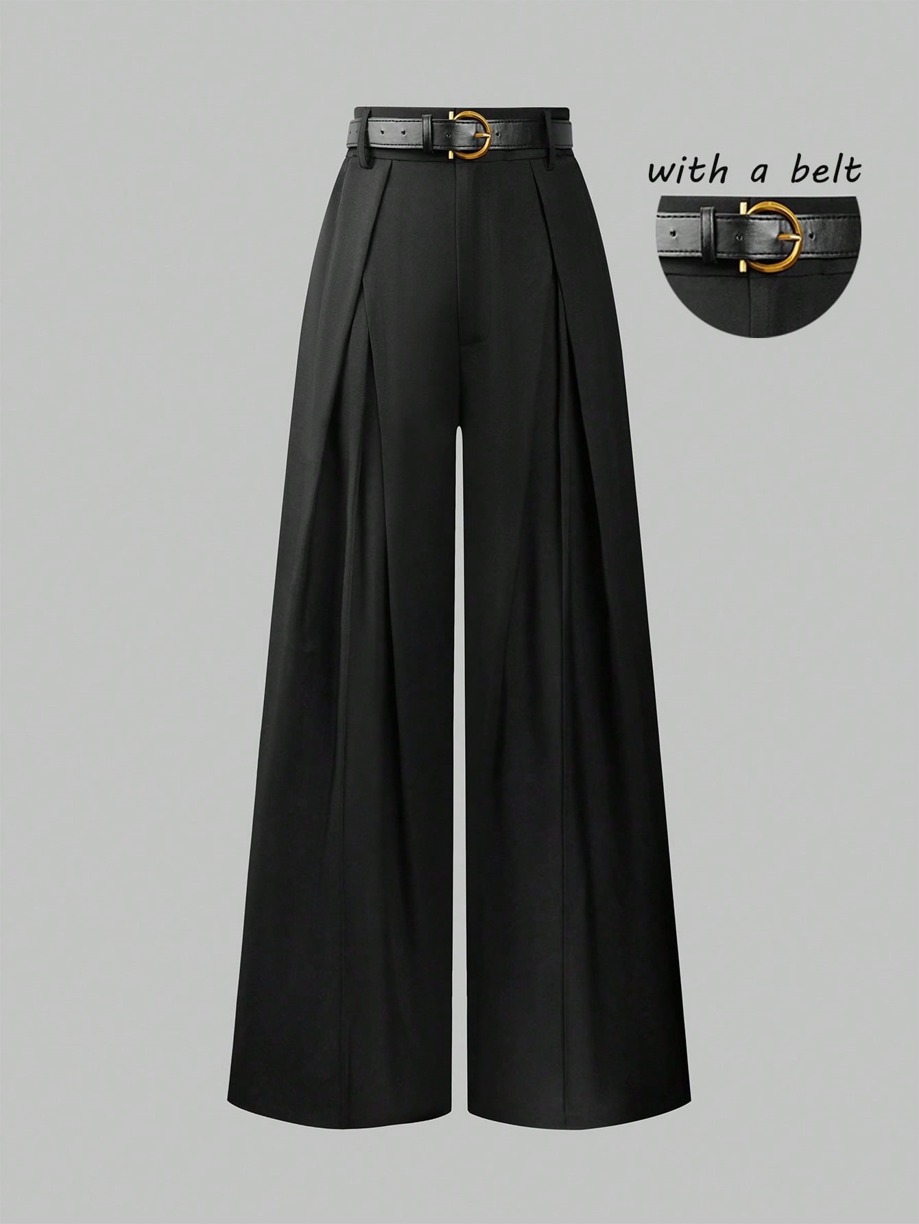 High-Waisted Wide-Leg Pleated Tailored Pants