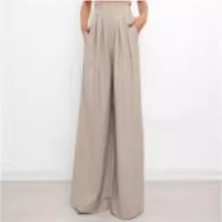 Women's Wide-Leg Pants with Elastic Waist, Loose Comfortable Casual Trousers
