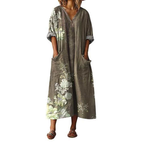 Women's V-Neck Boho A-Line Midi Dress