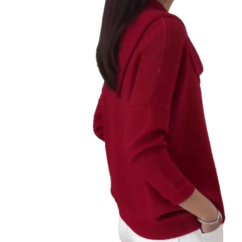 Women's Solid Color Long Sleeve Knit Sweater