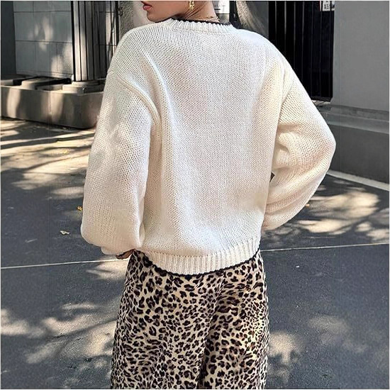 Women's Casual Button-Front Lobster Knit Cardigan Long Sleeve
