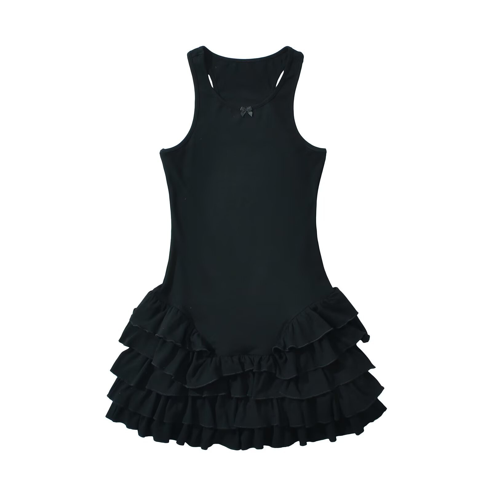 Women's Ruffle Trim Sleeveless Short A-Line Dress
