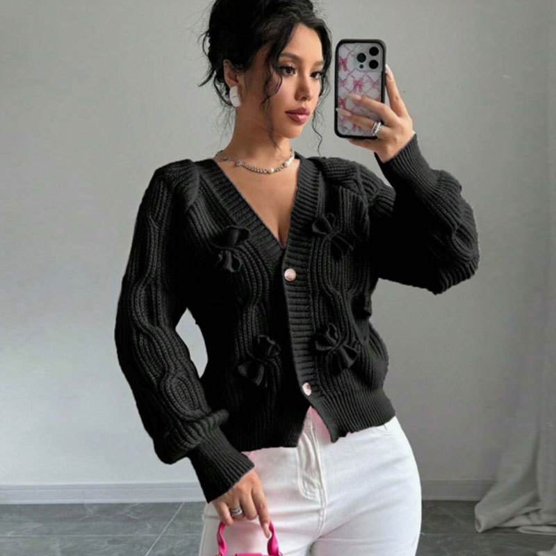 Women's Bow Knit Cardigan Sweater Coat