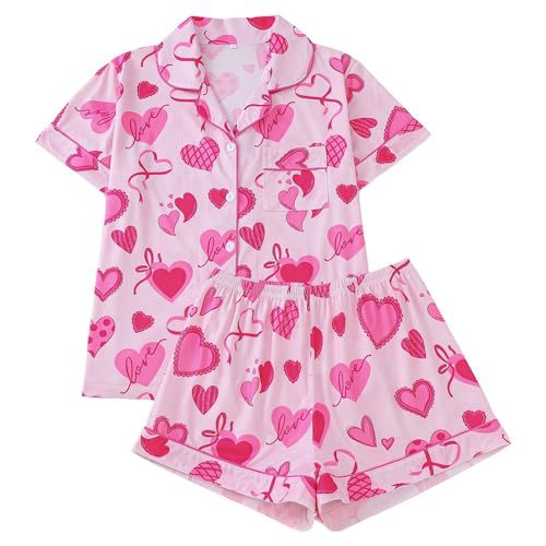 Women's Cuban Collar Short Sleeve Shirt Set with Ribbon Bow