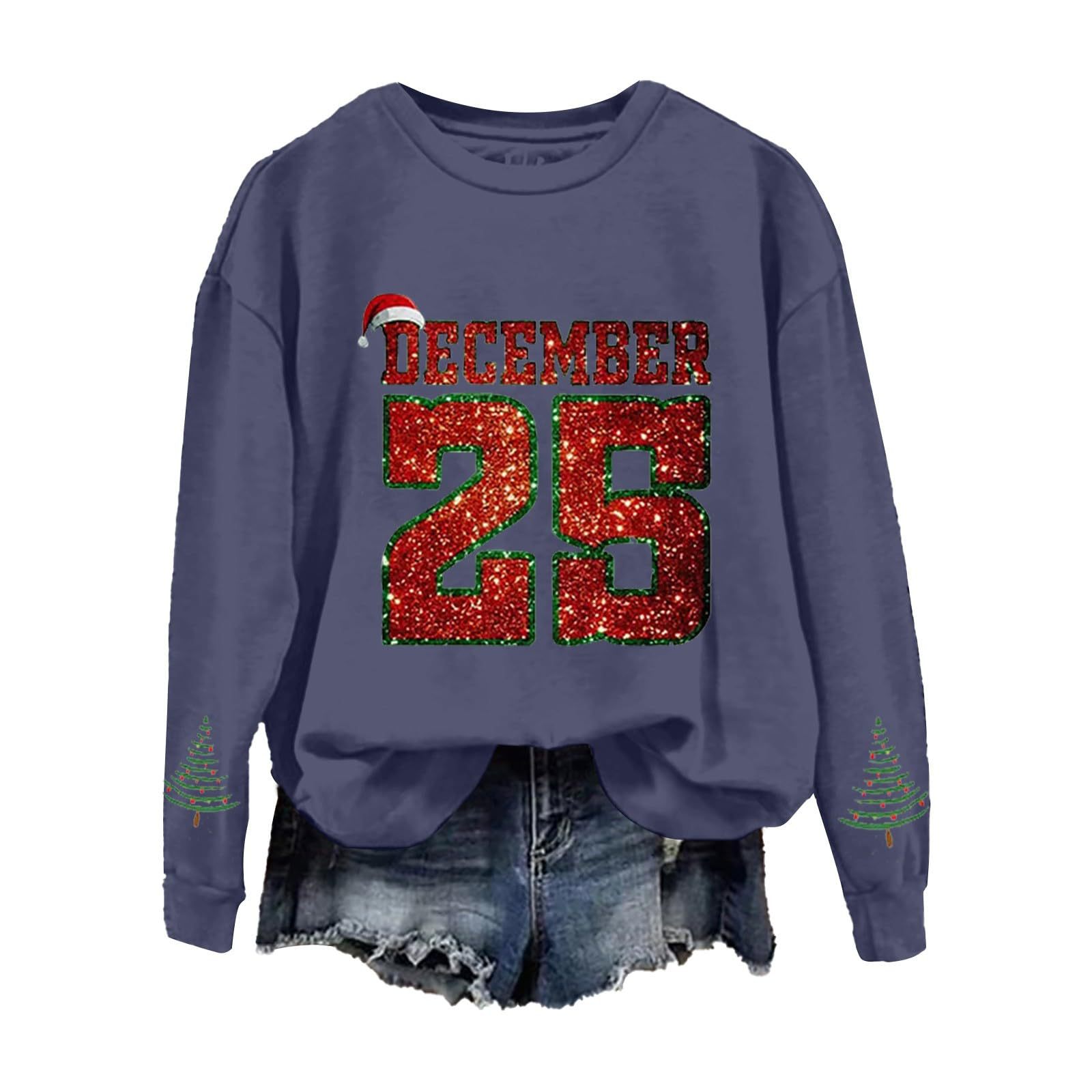 Women's Christmas December Print Crewneck Sweatshirt