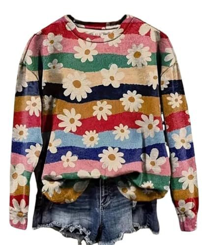 Women's Floral Animal Pumpkin Print Crewneck Sweatshirt