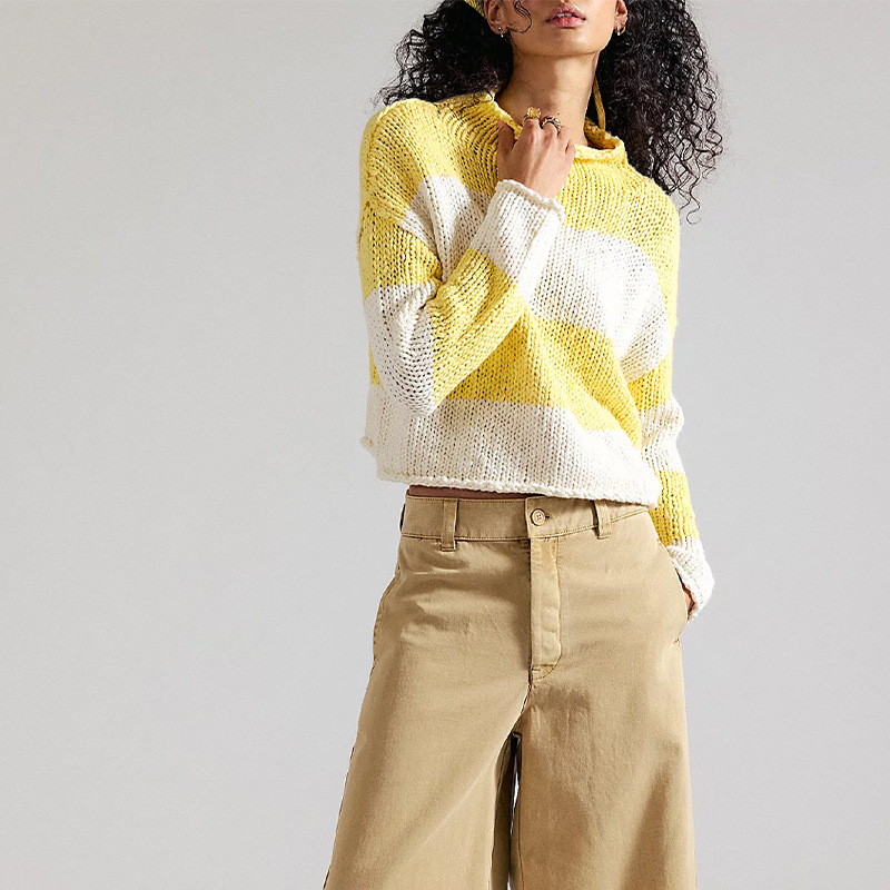 Women's Striped Color-Block Crewneck Knit Sweater