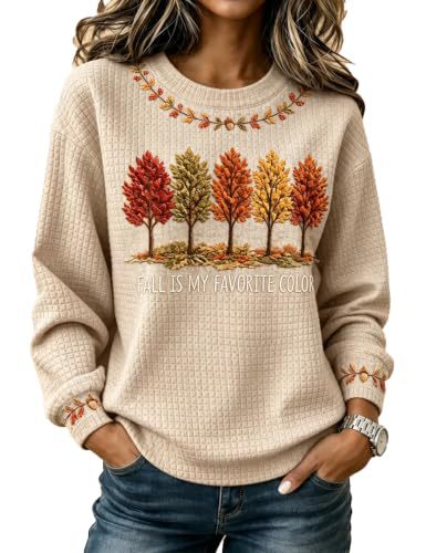 Women's Tree Letter Maple Leaf Print Casual Sweatshirt