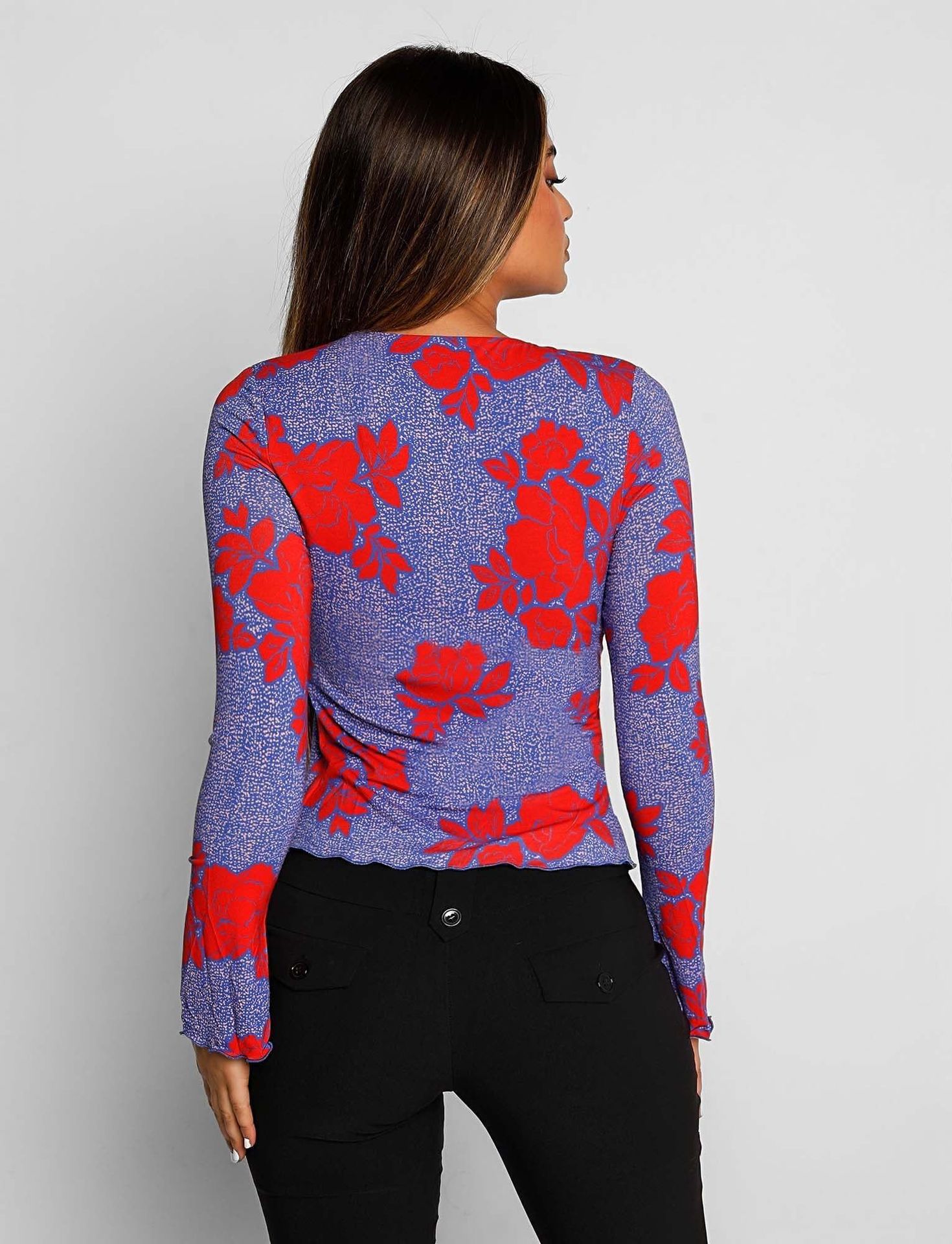 Women's Printed Long-Sleeve Lace-Up Cardigan