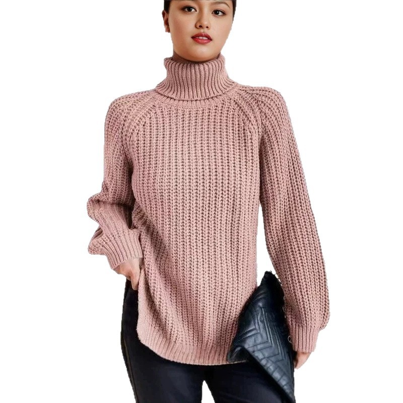 Women's Turtleneck Midi Sweater Soft French Style Pullover