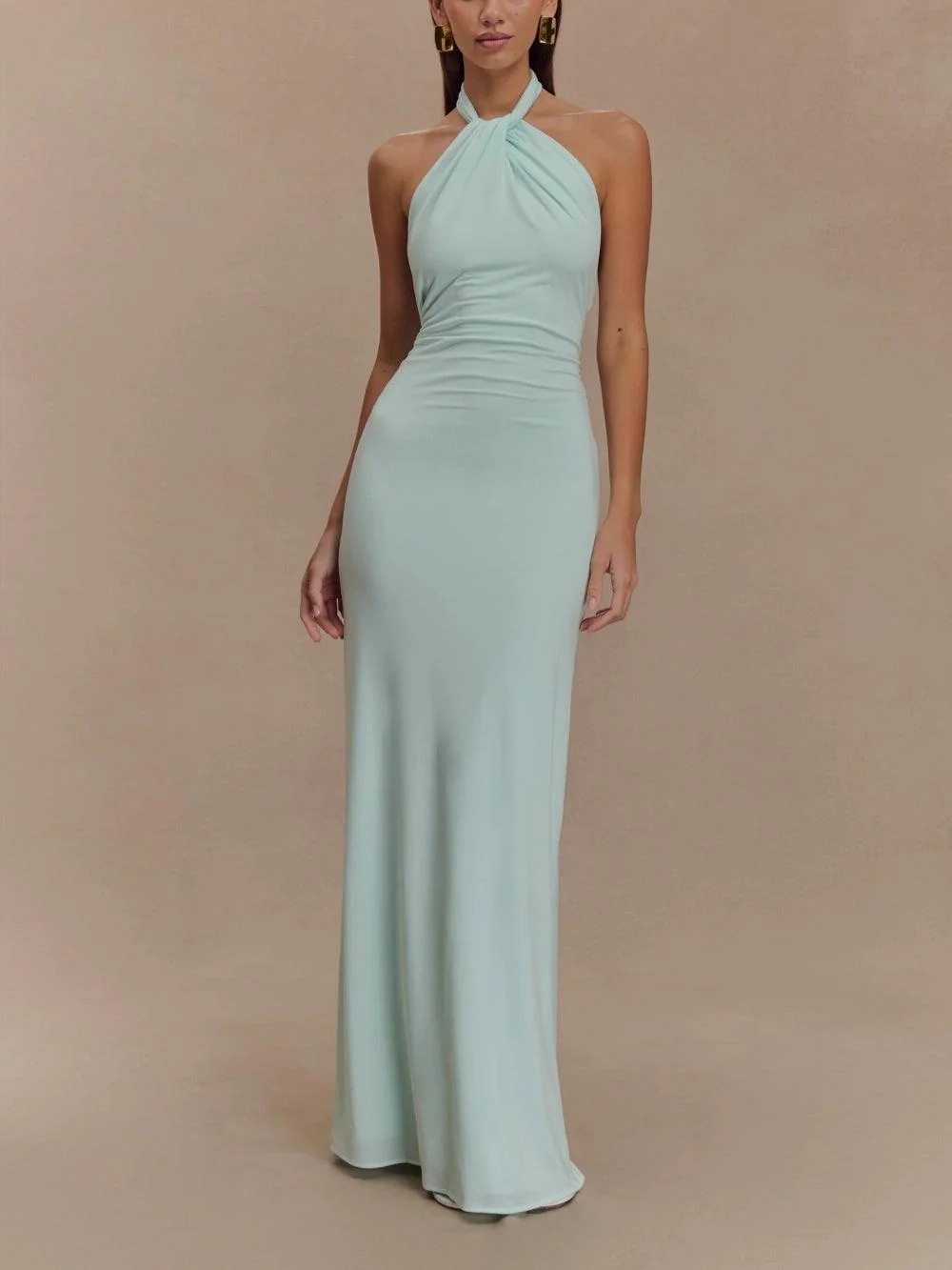 Women's Sexy Lace-Up Halter Bodycon Dress with Waist Cinch