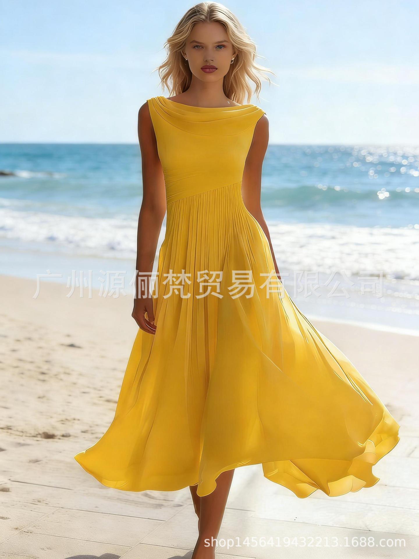 Flowy Chiffon High-Waist Long Dress