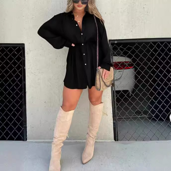 Women's Solid Color Long Sleeve Shirt Bodysuit