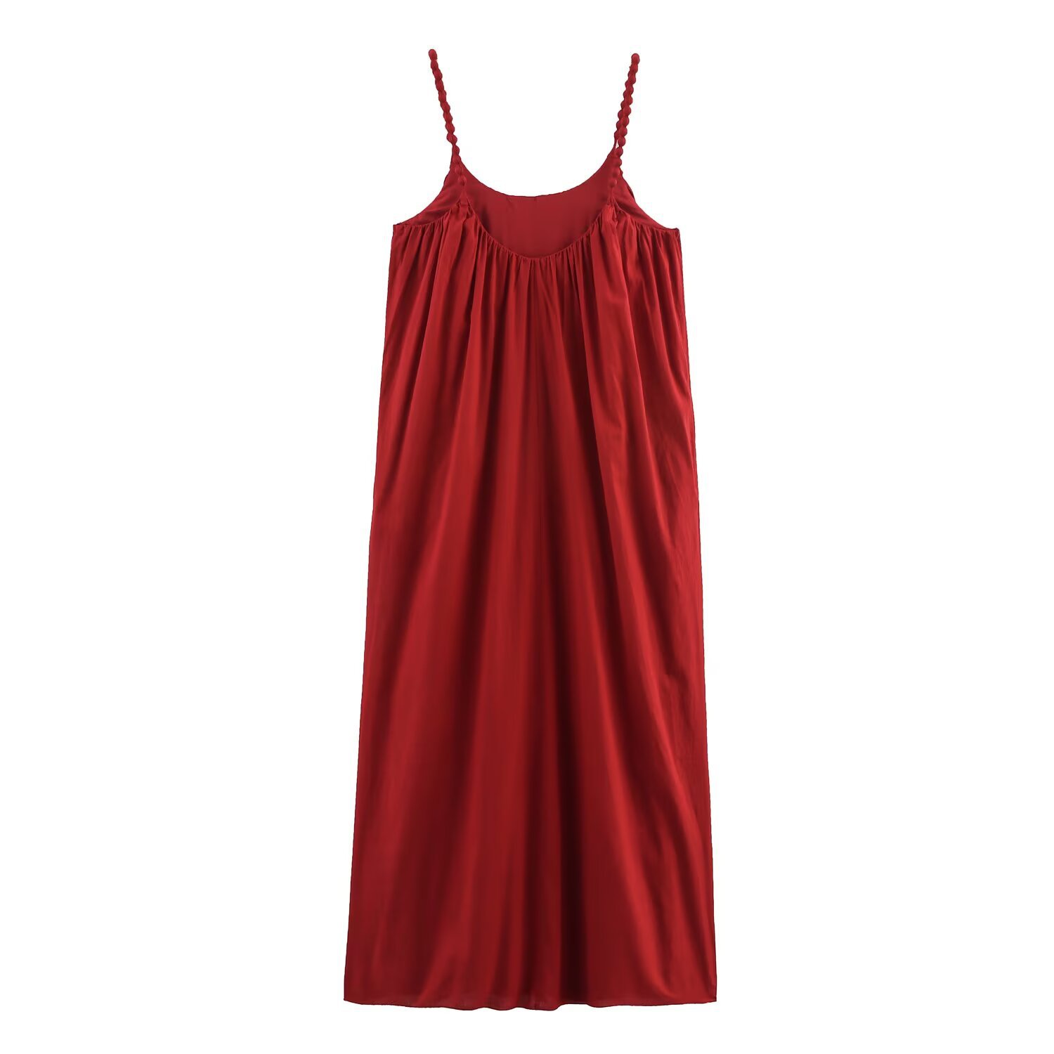 Beaded V-Neck Cami Dress High Waist A-Line Midi