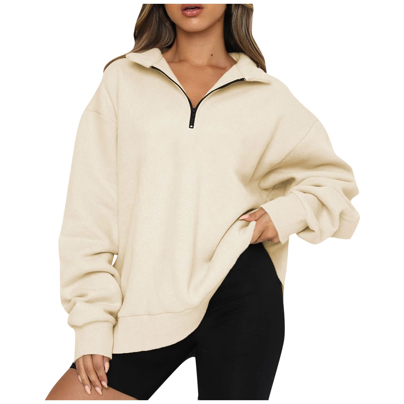 Women's Half-Zip Fleece-Lined Pullover Sweatshirt
