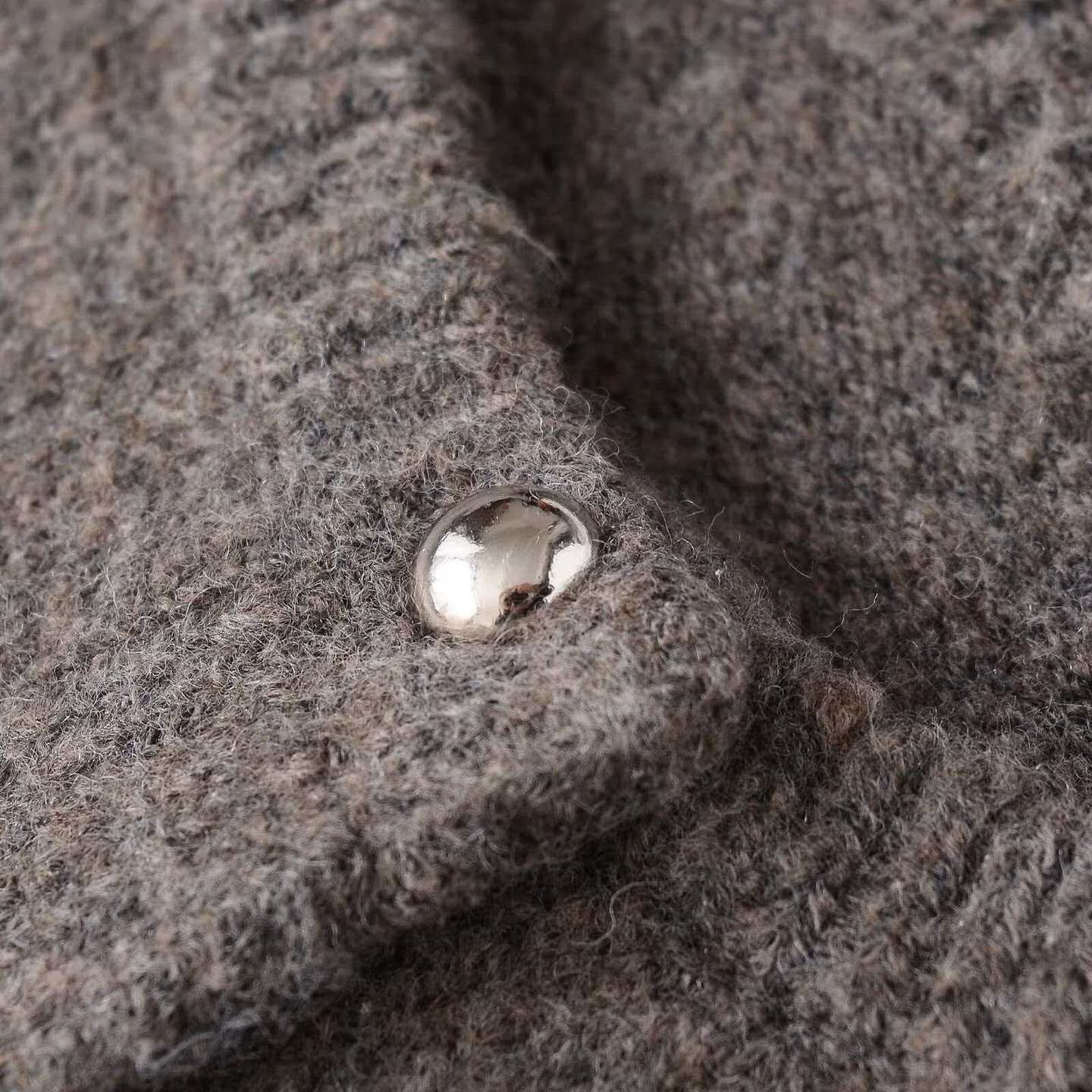 Women's Retro Dark Gray Crewneck Knit Cardigan