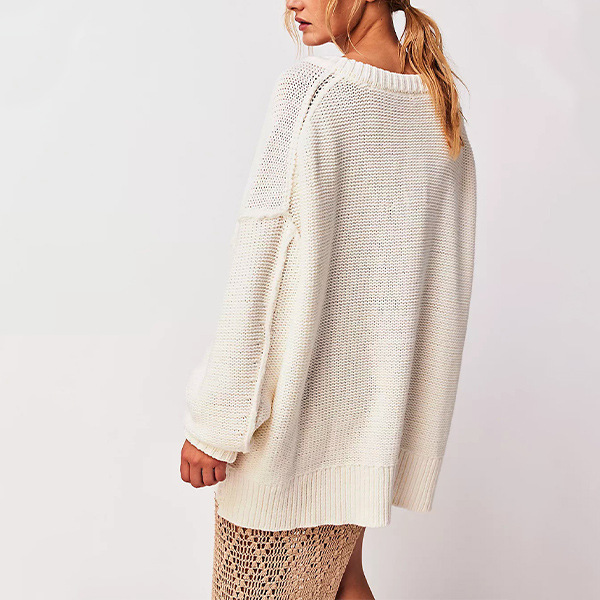 V-Neck Loose Knit Pullover Sweater