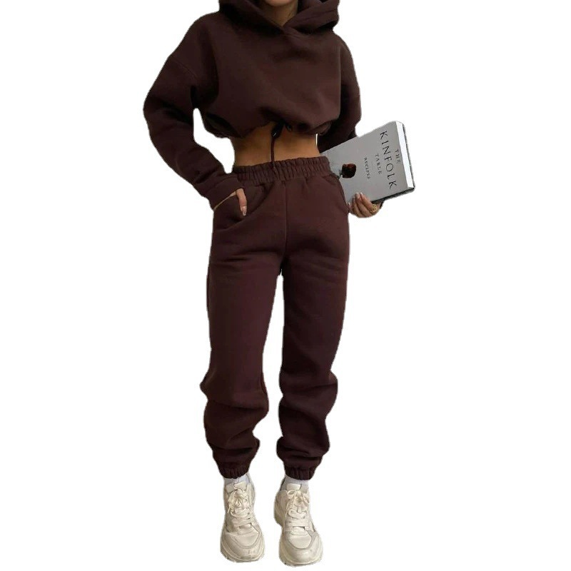 Women's Hooded Sweatshirt and Pants Two-Piece Set