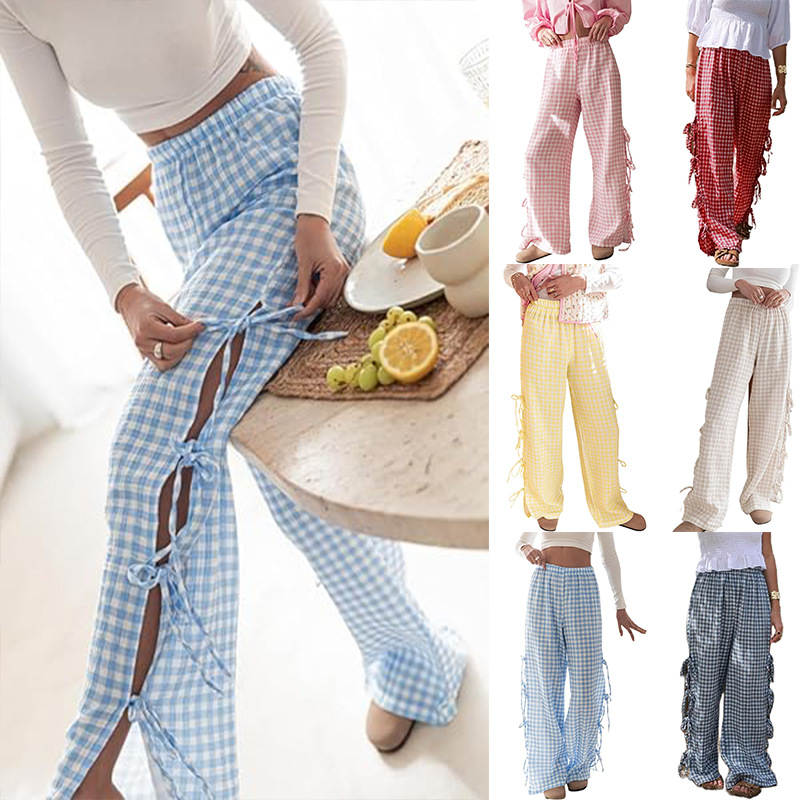 Plaid Pajama Pants Women's Loose Drawstring Casual Lounge Bottoms